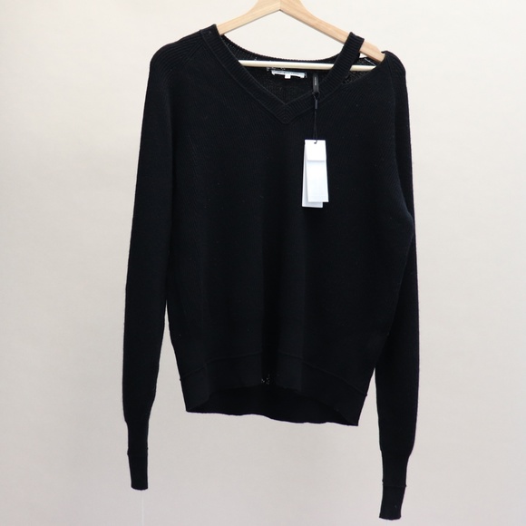 NWT Helmut Lang Distressed V Neck Sweater Black - Picture 4 of 8
